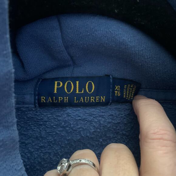POLO Ralph Lauren Sweatshirt Hoodie 1992 Kangaroo Pocket Banded Cuffs Ribbed Hem - Picture 9 of 12